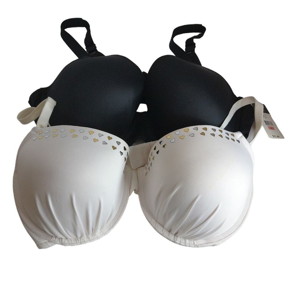 Fruit of the Loom White Studded Bra & Dreamfit Black Bra Size 42D SET OF 2 READ
